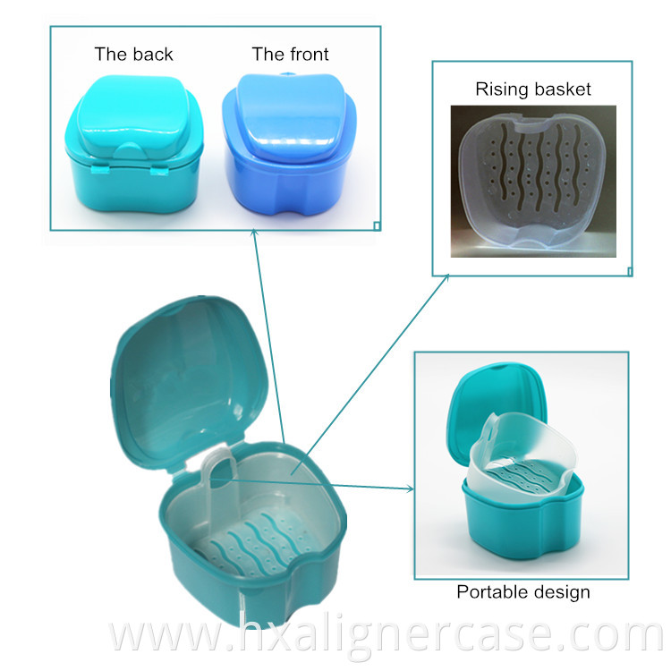 Manufacturer Logo OEM Dental Rising Basket Cleaning Bath Box Matched Brushes Plastic Denture box